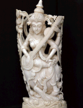 scultura in avorio, saraswati,